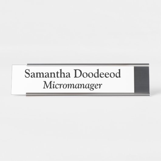 Micromanager White Schreibtischnamensplakette (Vorderseite )