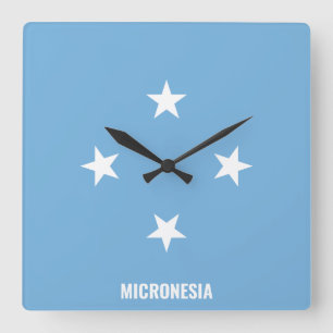 Micronesia Flag Dazzling Patriotic Quadratische Wanduhr