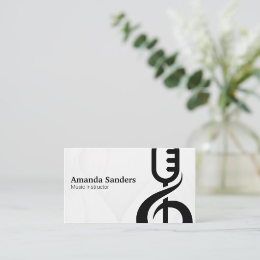 Microphone Musical Note Graphic Visitenkarte (Stehend Vorderseite)