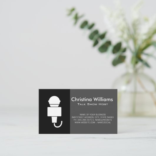 Microphone Singer Talk Show Visitenkarte (Stehend Vorderseite)