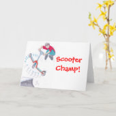 Microscooter-Cartoon Karte (Gelbe Blume)