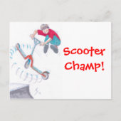 Microscooter-Cartoon Postkarte (Vorderseite)