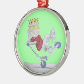 Microscooter Weihnachtsbaum-Verzierungs-Cartoon Silbernes Ornament (Links)