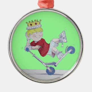 Microscooter Weihnachtsbaum-Verzierungs-Cartoon Silbernes Ornament