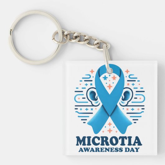 Microtia Awareness National Day Oar Blue Ribbon Schlüsselanhänger (Vorderseite)