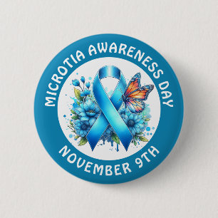 Microtia Blau-Bewusstseins-Tag-Schleife und Schmet Button