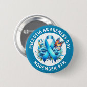 Microtia Blau-Bewusstseins-Tag-Schleife und Schmet Button (Vorne & Hinten)