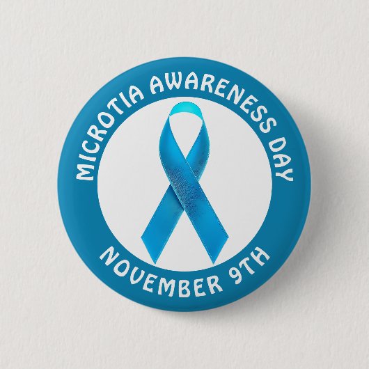 Microtia Blaues Bewusstseins-Tag-Band Button (Vorderseite)