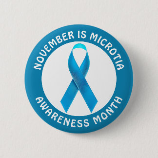 Microtia Blue Awareness Month Ribbon Button