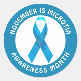 Microtia Blue Awareness Month Ribbon Runder Aufkleber