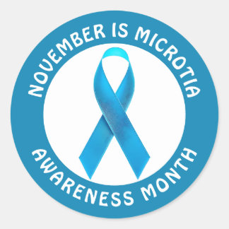 Microtia Blue Awareness Month Ribbon Runder Aufkleber