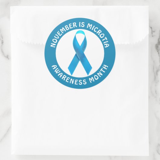 Microtia Blue Awareness Month Ribbon Runder Aufkleber (Tasche)