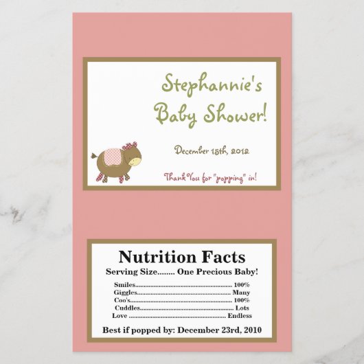 Microwave Popcorn Wrapper Abby's Farm Pink Girly Flyer (Vorne)