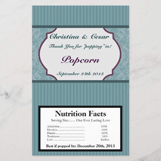 Microwave Popcorn Wrapper Aquamarin Blue Damask/St Flyer (Vorne)