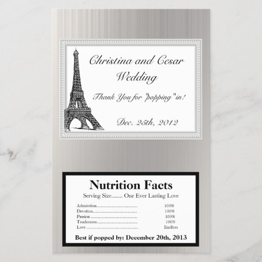 Microwave Popcorn Wrapper Black Eiffel Tower Flyer (Vorne)
