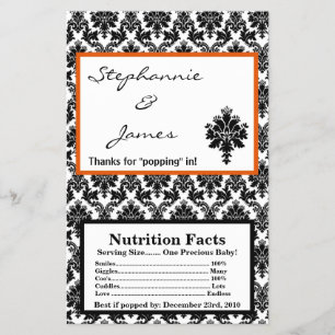 Microwave Popcorn Wrapper Black Orange Damask Flyer