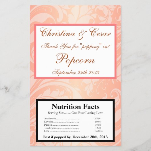 Microwave Popcorn Wrapper Brown Rose auf Pink Flor Flyer (Vorne)