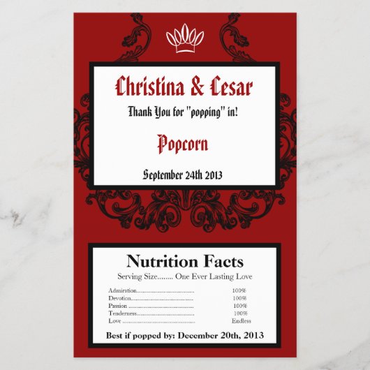 Microwave Popcorn Wrapper Crimson Red Verziert Emb Flyer (Vorne)