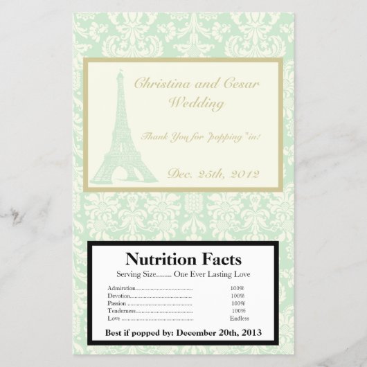 Microwave Popcorn Wrapper Damask Paris Flyer (Vorne)