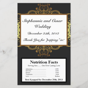 Microwave Popcorn Wrapper Gold und Black Damask