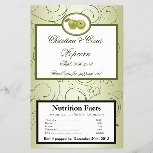 Microwave Popcorn Wrapper Green Apfel Wirbel Fruch Flyer (Vorne)