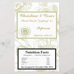 Microwave Popcorn Wrapper Green Gerbera Daisy Flow Flyer