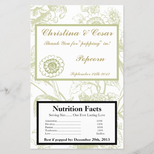 Microwave Popcorn Wrapper Green Gerbera Daisy Flow Flyer (Vorne)