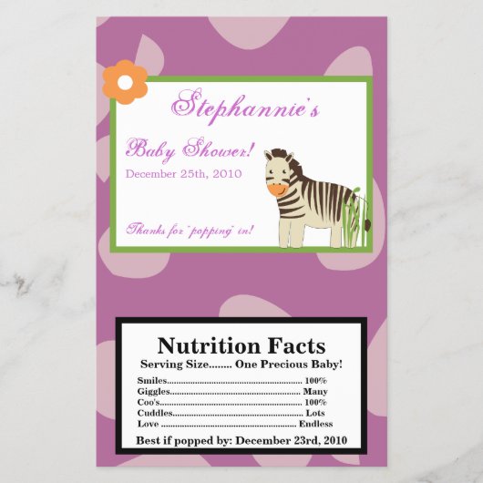 Microwave Popcorn Wrapper Jacana Lila Tiere Flyer (Vorne)