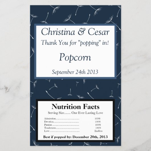 Microwave Popcorn Wrapper Navy Blue Dandelflow Flyer (Vorne)