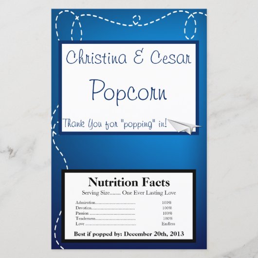 Microwave Popcorn Wrapper Paper Flugzeug Flying Bl (Vorderseite)