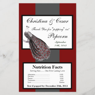 Microwave Popcorn Wrapper Peacock Red Schwarz-weiß Flyer