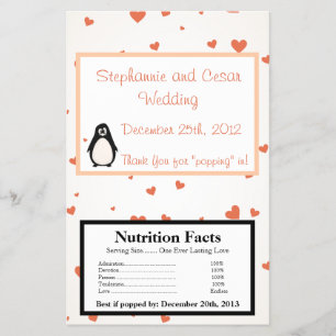 Microwave Popcorn Wrapper Pinguin Liebe/Herzrhythm Flyer