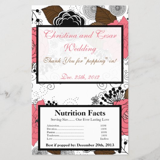 Microwave Popcorn Wrapper Pink Blume Braun Blätter Flyer (Vorne)