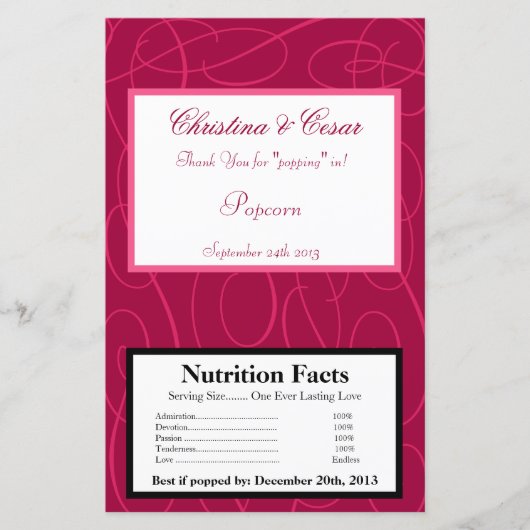 Microwave Popcorn Wrapper Raspberry Pink Loops/Swi (Vorderseite)