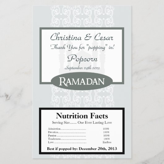 Microwave Popcorn Wrapper Soft Blue Islamic Ramada Flyer (Vorne)