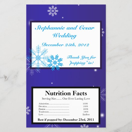 Microwave Popcorn Wrapper White Snow Flakes Flyer (Vorne)