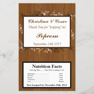 Microwave Popcorn Wrapper Wooden Plank Floral Wede Flyer