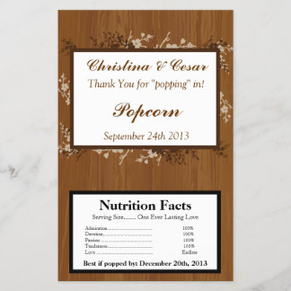 Microwave Popcorn Wrapper Wooden Plank Floral Wede Flyer