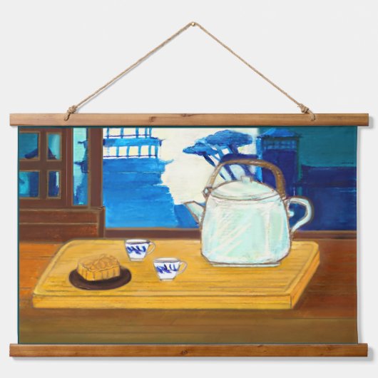 Mid-Autumn Festival Mauer Hängebänder Tapisserie Wandteppich Mit Holzrahmen (Vorderseite 2)