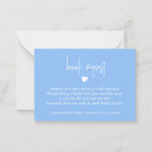 Mid Blue Book Request Ticket für Baby Boy Dusche Mitteilungskarte (Vorderseite)