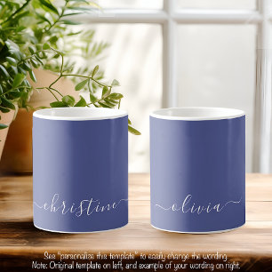 Mid Blue C49 & White Minimalistisch Modern Name Cu Kaffeetasse