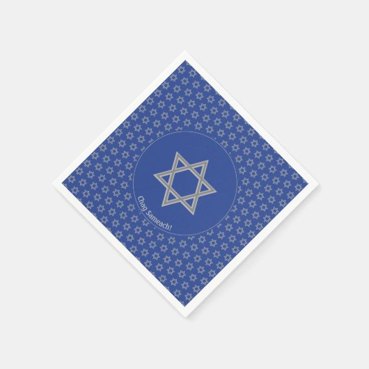 Mid Blue Customizable STAR DAVID Paper Serviette (Ecke)