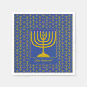 Mid Blue individuell anpassbar | Chanukah | MENORA Serviette (Vorderseite)