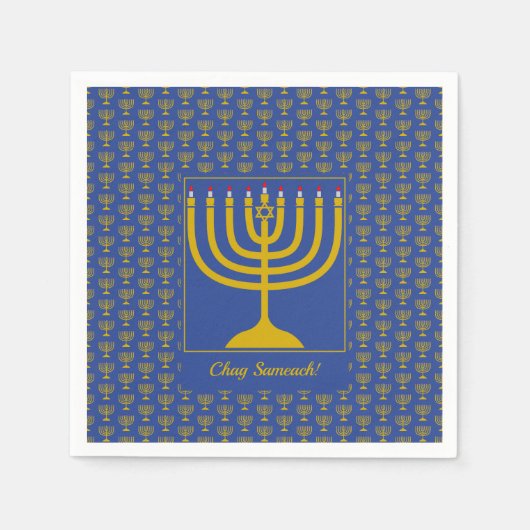 Mid Blue individuell anpassbar | Chanukah | MENORA Serviette (Vorderseite)