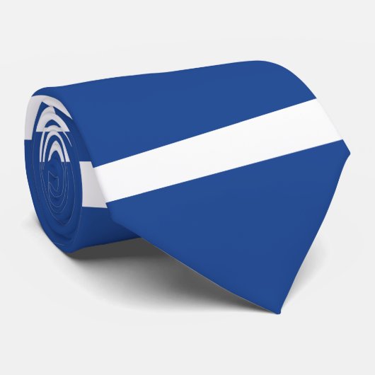 Mid-Blue und White Custom Wave Striping Krawatte (Gerollt)