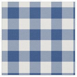 Mid Blue & White Gingham Plaid Stoff