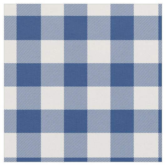 Mid Blue & White Gingham Plaid Stoff (Nahaufnahme)