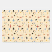 Mid Centry Moderner 50er Sternexplosion Atomzeitmu Geschenkpapier Set (Vorderseite 3)