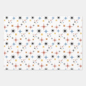 Mid Centry Moderner 50er Sternexplosion Atomzeitmu Geschenkpapier Set (Vorderseite)
