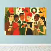 Mid Century 60s Christmas Office Cocktail Party Leinwanddruck (Insitu (Holzboden))